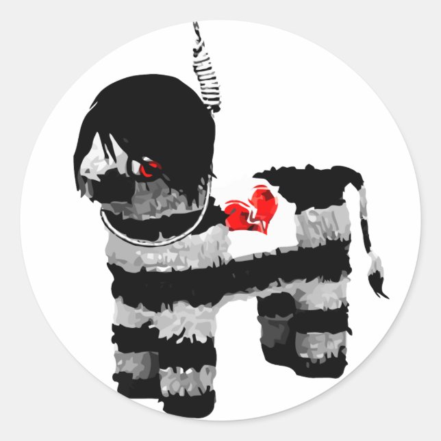 emo piñata runder aufkleber (Vorderseite)