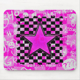 Emo Pink Graffiti Star Schachbretts Mousepad