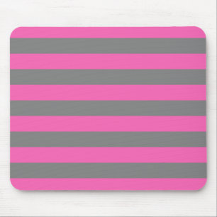 Emo Pink & Grau Streifen Mousepad