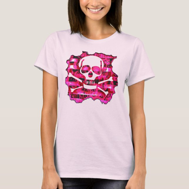Emo Pink Skull & Bones T-Shirt (Vorderseite)