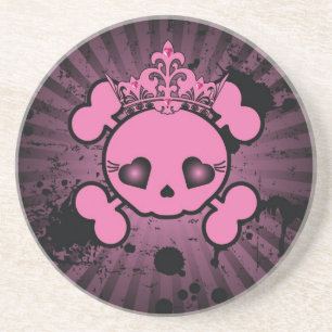 EMO Pink Skull Crossbones Girly Pirate Untersetzer
