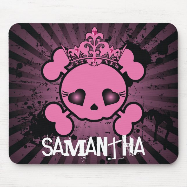 EMO Pink Skull Crossbones Personalisiert Mousepad (Vorne)