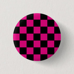 Emo Pink und Black Checkerboard Button
