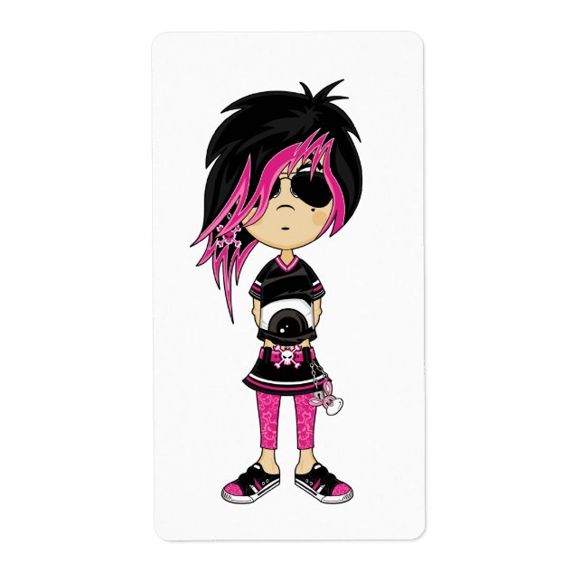 Emo Punk Girl Sticker Label (Vorne)