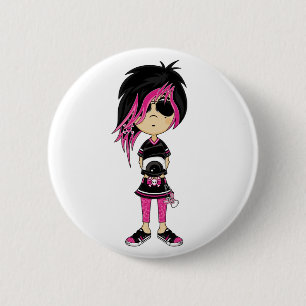 Emo Punkmädchen-Abzeichen Button