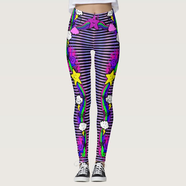 Emo Rainbow Cry Cloud Strichen Leggings (Vorderseite)