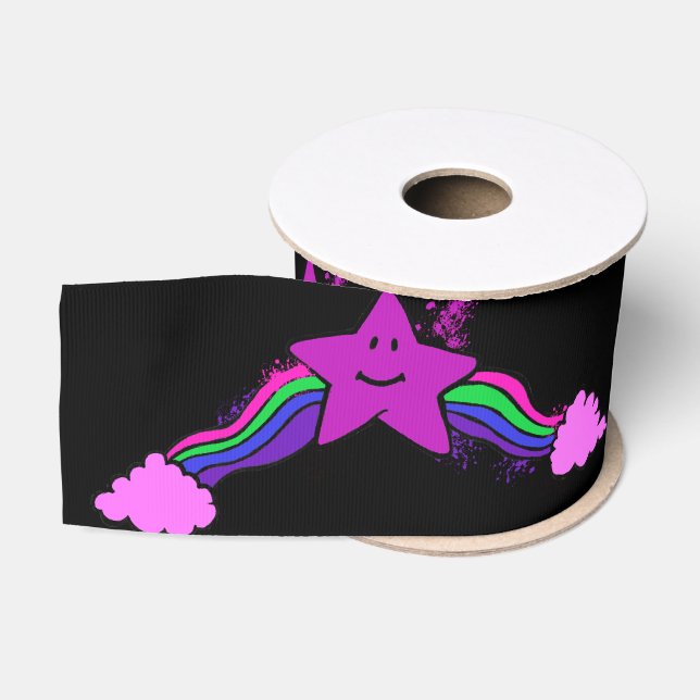 Emo Rainbow Star Ribbon (breit, benutzerdefiniert) Ripsband (Spule)