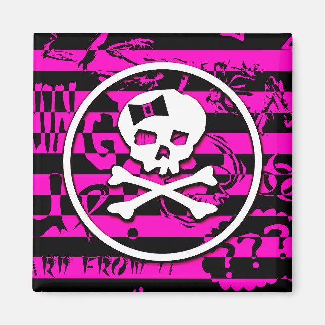 Emo Scene Skull & Bones Magnet (Vorne)