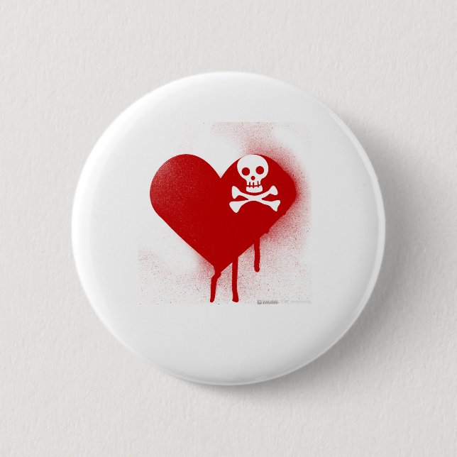 Emo Schädel-Herz-AntiValentinstag - FelsenGrunge Button (Vorderseite)