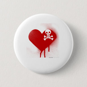 Emo Schädel-Herz-AntiValentinstag - FelsenGrunge Button