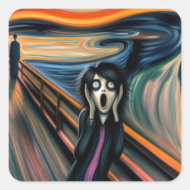Emo Scream Quadratischer Aufkleber (Vorderseite)