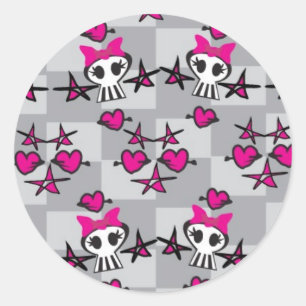 Emo Skulls Pattern Runder Aufkleber
