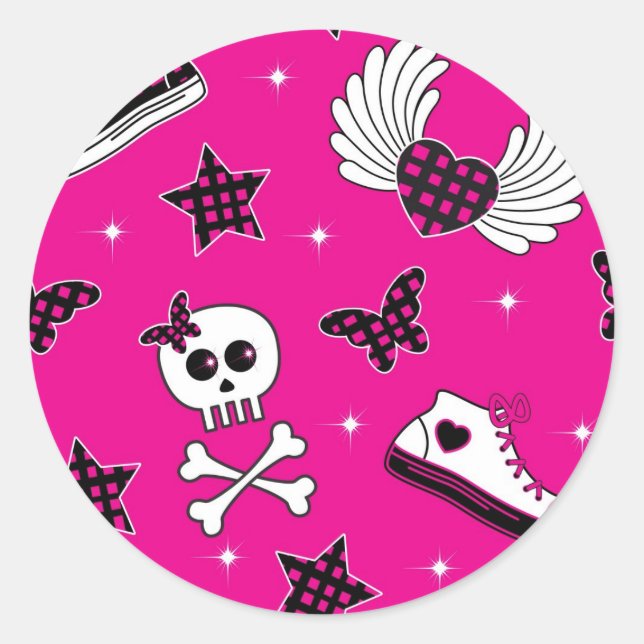 Emo Symbole Runder Aufkleber (Vorderseite)