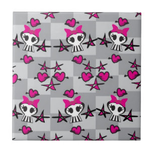 Emo-Totenkopf-Muster Fliese