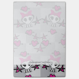 Emo-Totenkopf-Muster Post-it Klebezettel