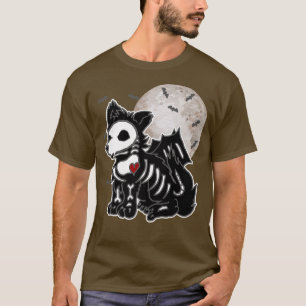 Emo Wolf Skeleton Full Moon Anime Goth Ästhetik H T-Shirt