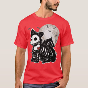 Emo Wolf Skeleton Full Moon Anime Goth Ästhetik H T-Shirt