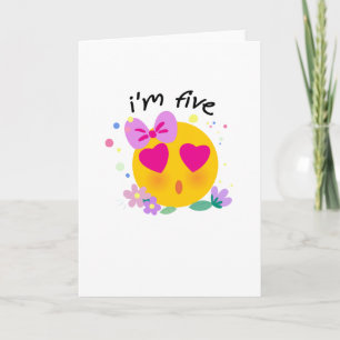 Emoji 5. Geburtstag Kinder für Mädchen Funny Party Karte
