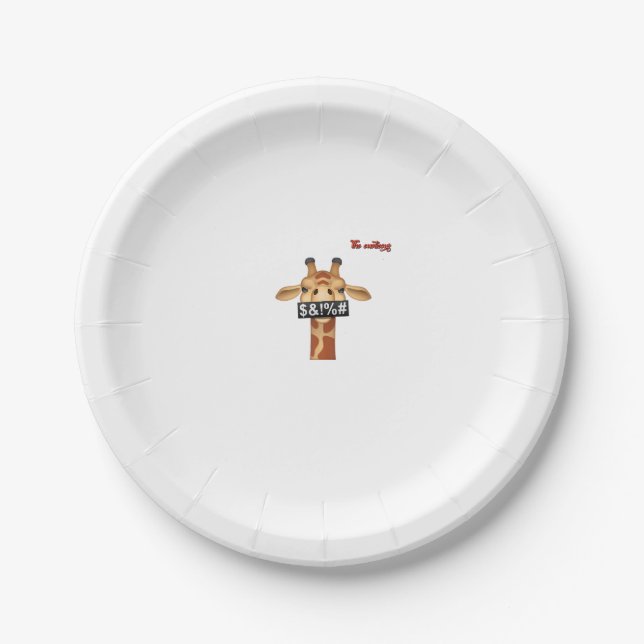 Emoji beleidigendes, wütendes Giraffengesicht Pappteller (Vorderseite)