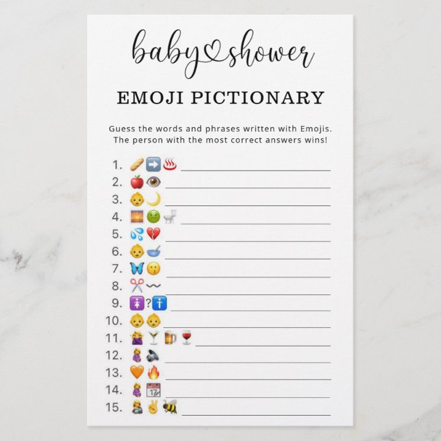 Emoji-Bilder-Ratspiel-Baby-Party (Vorderseite)
