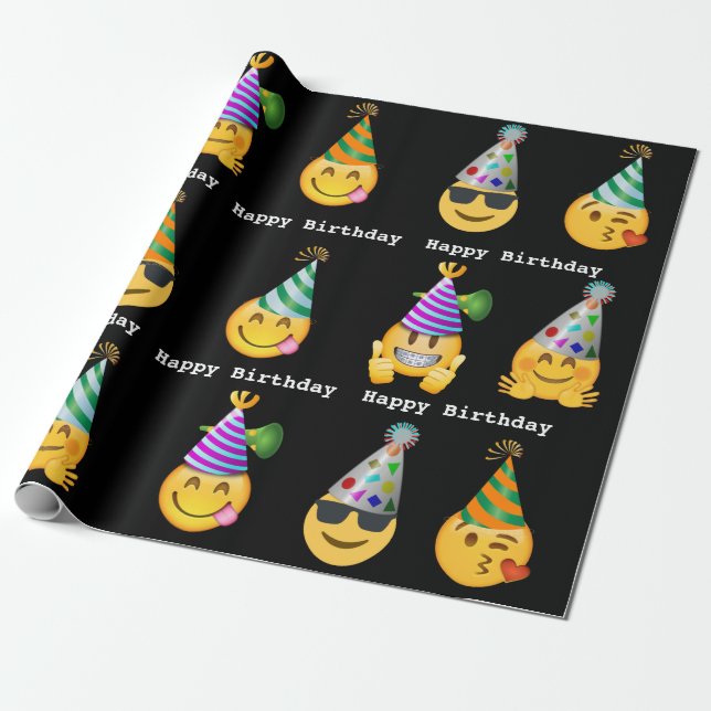 Emoji Birthday Geschenkpapier (Ungerollt)