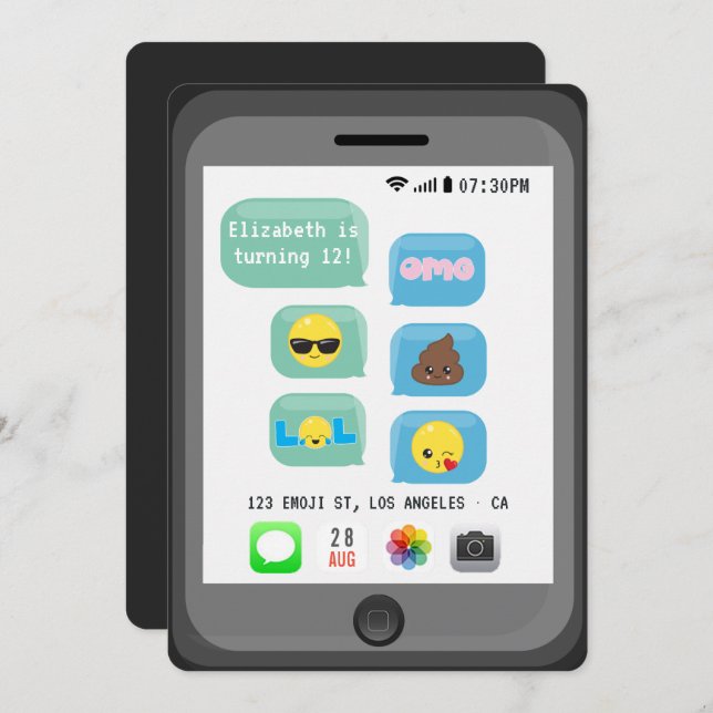 Emoji Birthday Party Einladung (Vorne/Hinten)