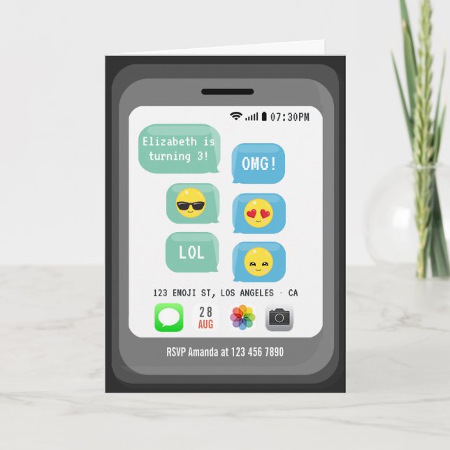 Emoji Birthday Party Einladung (Vorderseite)