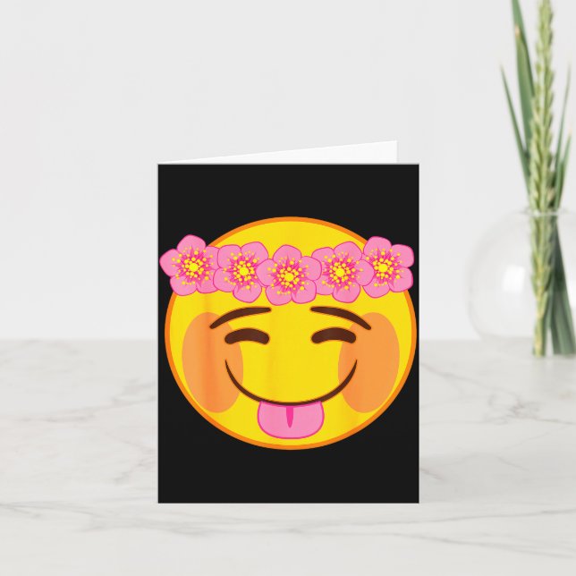 Emoji Blumenkrone Zunge Gelb Lächeln Gesicht  Karte (Vorderseite)