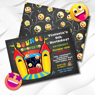 Emoji Chalkboard Bounce House Geburtstagsparty Einladung