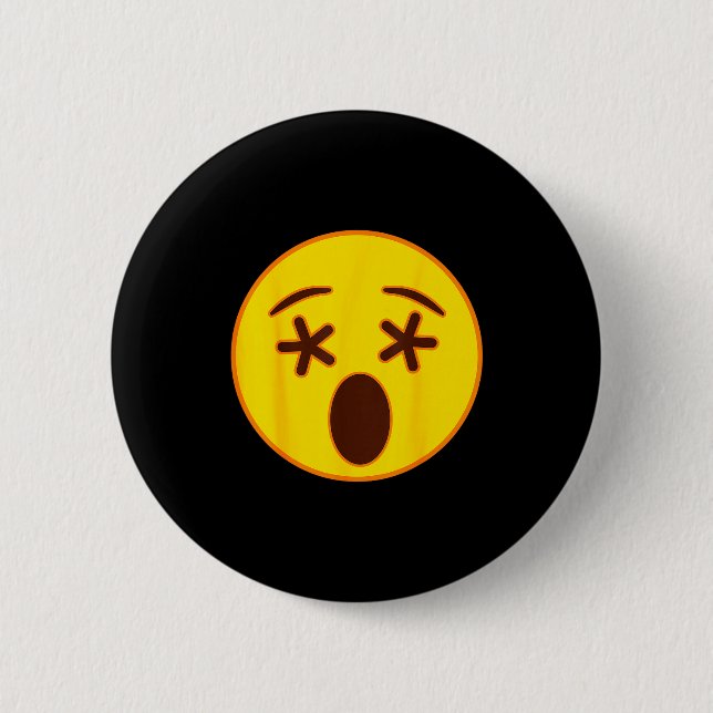 Emoji Crossed Out Eyes Yellow Smile Face  Button (Vorderseite)