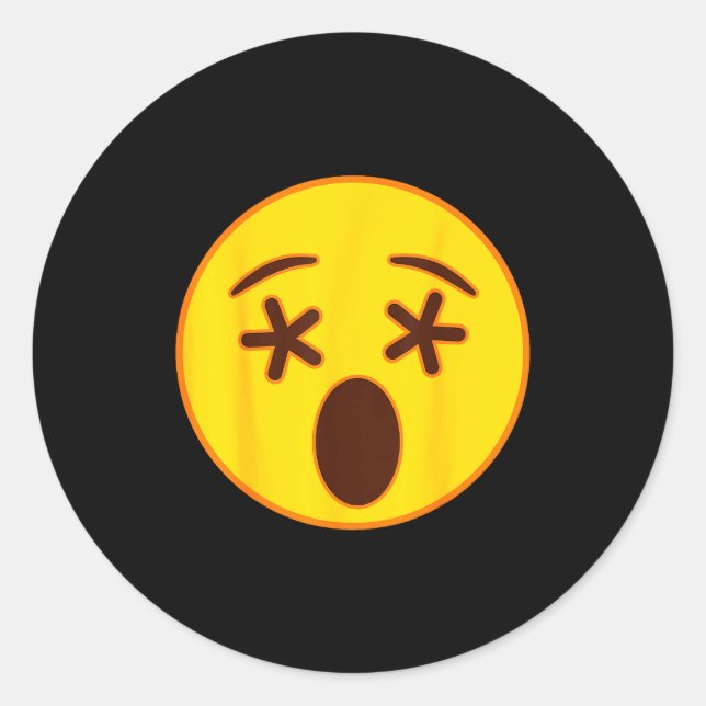 Emoji Crossed Out Eyes Yellow Smile Face  Runder Aufkleber (Vorderseite)