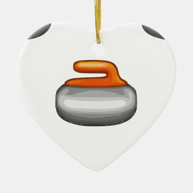 Emoji Curling Stone Keramikornament (Vorne)