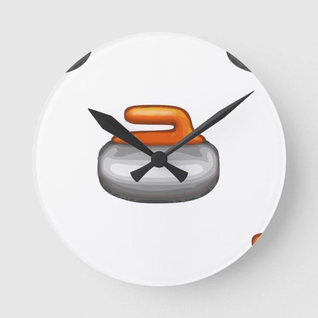 Emoji Curling Stone Runde Wanduhr (Vorderseite)