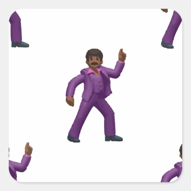 Emoji Dancing Man Quadratischer Aufkleber (Vorderseite)