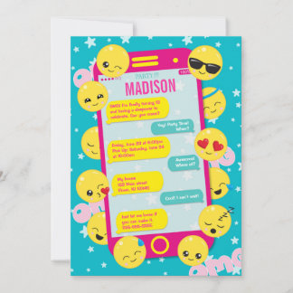 Emoji Einladung zum Geburtstag / Handy Text / Rosa