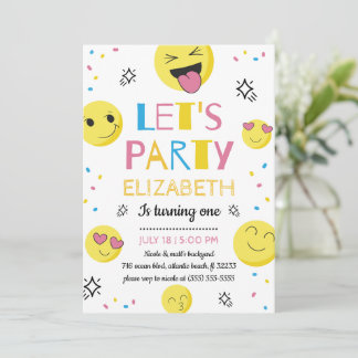 Emoji Erstgeburtstag-Party-Einladungskarte Einladung