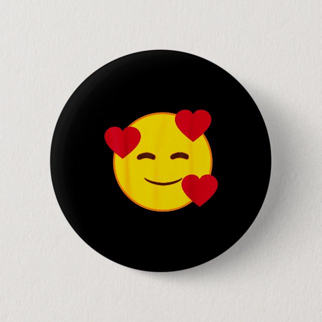 Emoji Floating Hearts Yellow Smile Face  Button (Vorderseite)
