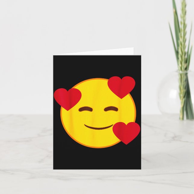 Emoji Floating Hearts Yellow Smile Face  Karte (Vorderseite)