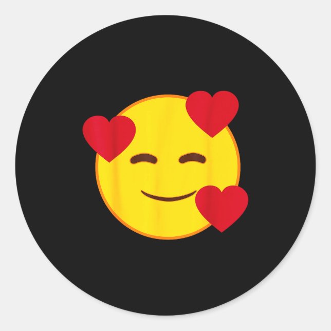 Emoji Floating Hearts Yellow Smile Face  Runder Aufkleber (Vorderseite)