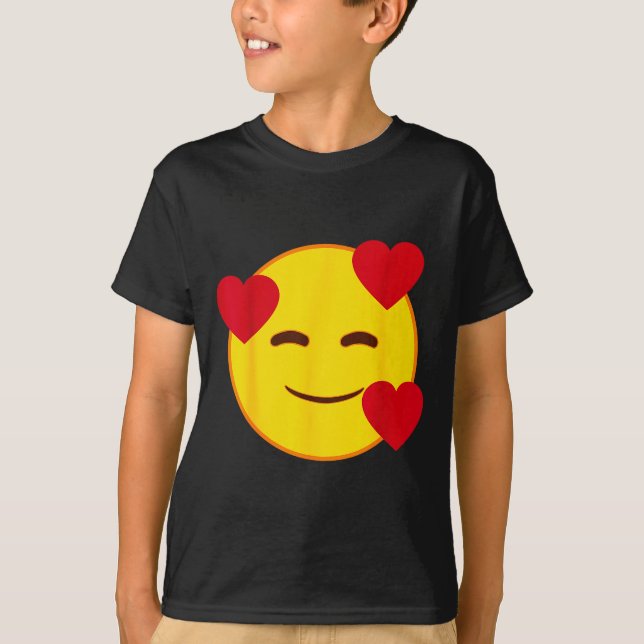 Emoji Floating Hearts Yellow Smile Face  T-Shirt (Vorderseite)