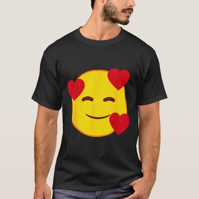 Emoji Floating Hearts Yellow Smile Face  T-Shirt (Vorderseite)