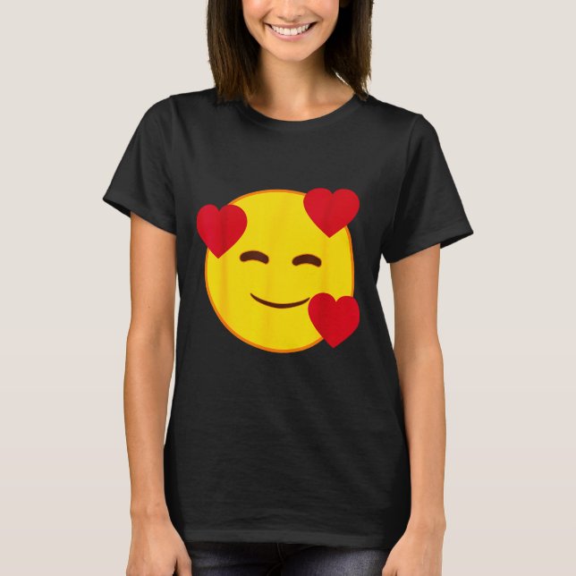 Emoji Floating Hearts Yellow Smile Face  T-Shirt (Vorderseite)