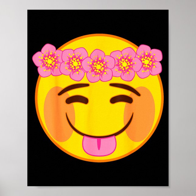 Emoji Flower Crown Tongue Yellow Smile Face  Poster (Vorne)