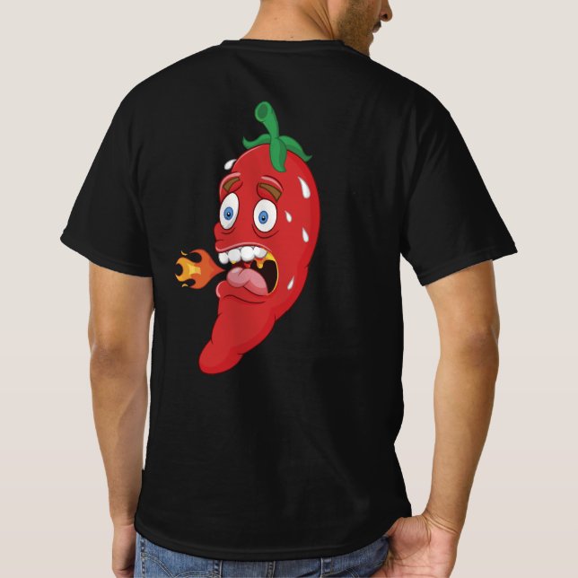 Emoji Funny Chili Pepper Hot Sauce Food Lover T-Shirt (Rückseite)