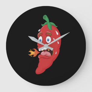 Emoji Funny Chilli Pepper Hot Sauce Food Lover Große Wanduhr