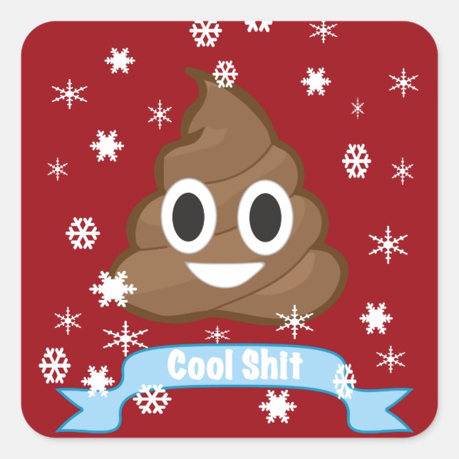 Emoji Funny Weihnachtsaufkleber gekackt Quadratischer Aufkleber (Vorderseite)