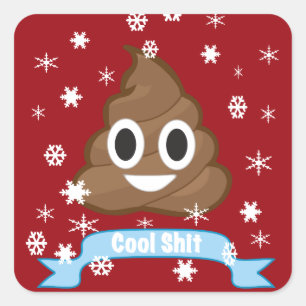 Emoji Funny Weihnachtsaufkleber gekackt Quadratischer Aufkleber
