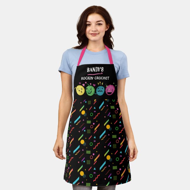 Emoji Garn Häkchen Haken personalisierte Handwerks Schürze (Getragen)