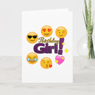Emoji Geburtstags-Mädchen Karte