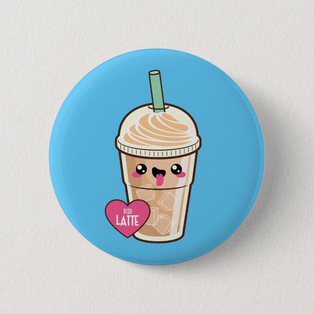 Emoji gefror Latte Button (Vorderseite)
